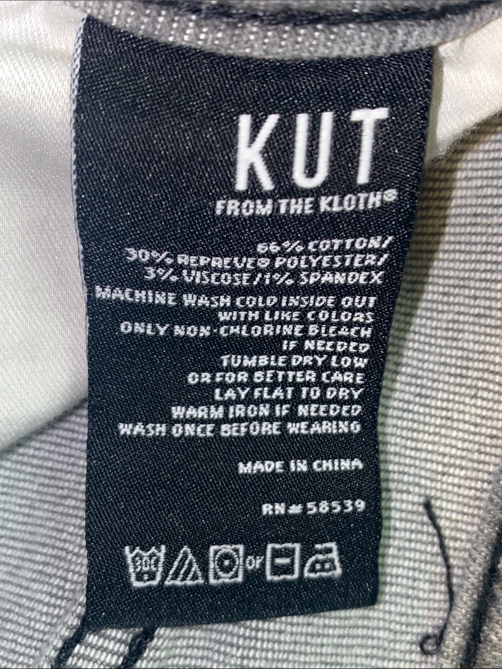Kut from the Kloth Light Gray Straight Leg Raw Hem Stretch Jeans - Picture 7 of 8